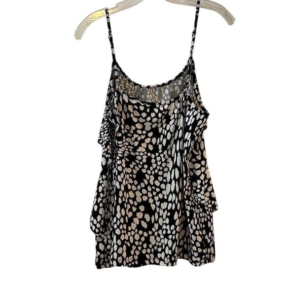 AB Studio Women's XL Black Geometric Ruffle Tank Top Blouse - Picture 4 of 8